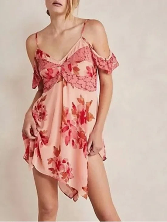 Free People Intimately Monday Morning Floral Lace Slip Dress Boho Size M - Picture 1 of 4